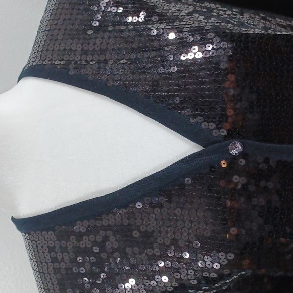 The Quacker Factory Sequin Sweater Cardigan Button Medium M Shiny EUC - Picture 3 of 13